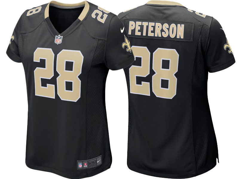 Women New Orleans Saints #28 Adrian Peterson Black Game Jersey