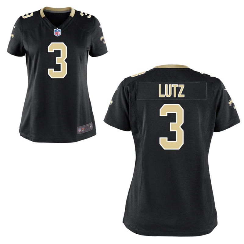 Women New Orleans Saints #3 Wil Lutz Black Game Jersey