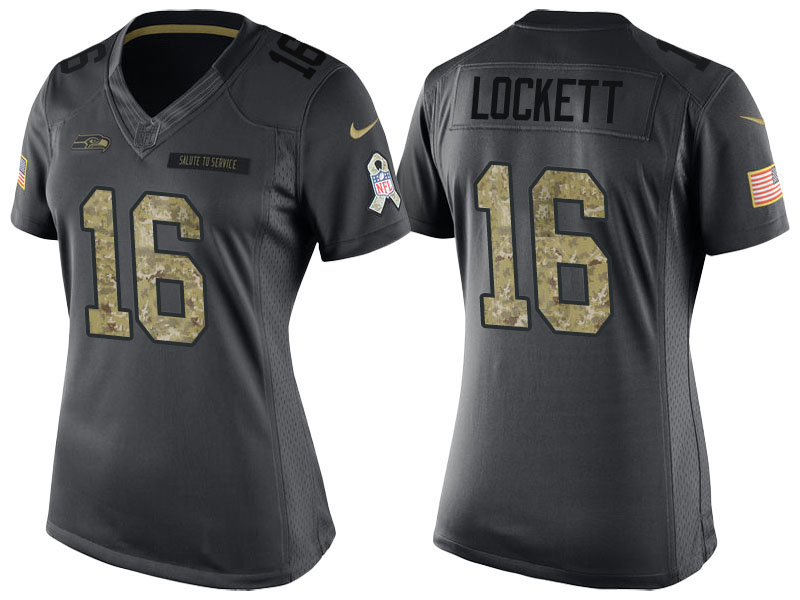 Women Seattle Seahawks #16 Tyler Lockett Camo Anthracite 2016 Salute to Service Limited Jersey Women Seattle Seahawks #16 Tyler Lockett Camo Anthracite 2016 Salute to Service Limited Jersey