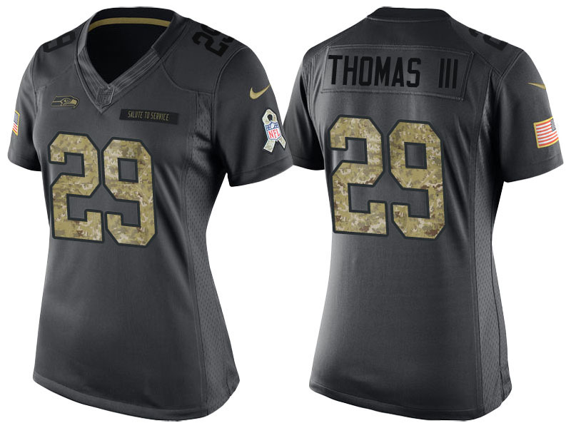 Women Seattle Seahawks #29 Earl Thomas Anthracite 2016 Salute to Service Limited Jersey