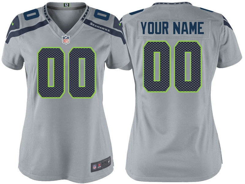 Women Seattle Seahawks Gray Game Customized Jersey Women Seattle Seahawks Gray Game Customized Jersey