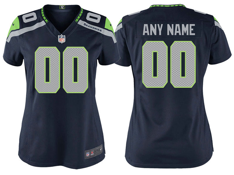 Women Seattle Seahawks Navy Game Customized Jersey Women Seattle Seahawks Navy Game Customized Jersey