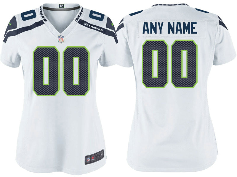 Women Seattle Seahawks White Game Customized Jersey Women Seattle Seahawks White Game Customized Jersey