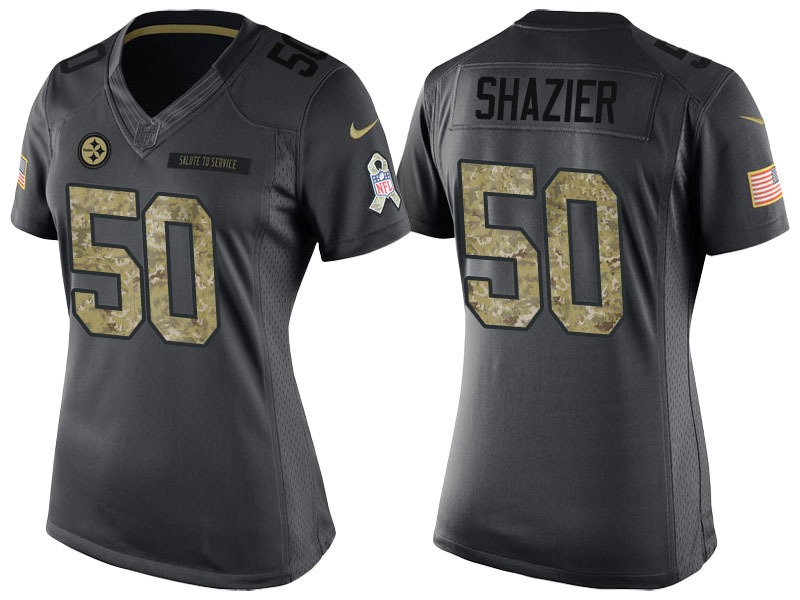 Women Pittsburgh Steelers #50 Ryan Shazier Camo Anthracite 2016 Salute to Service Limited Jersey