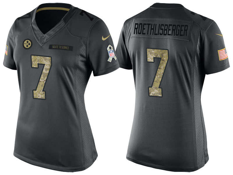 Women Pittsburgh Steelers #7 Ben Roethlisberger Camo Anthracite 2016 Salute to Service Limited Jersey Women Pittsburgh Steelers #7 Ben Roethlisberger Camo Anthracite 2016 Salute to Service Limited Jersey