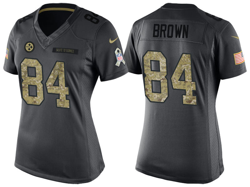 Women Pittsburgh Steelers #84 Antonio Brown Camo Anthracite 2016 Salute to Service Limited Jersey Women Pittsburgh Steelers #84 Antonio Brown Camo Anthracite 2016 Salute to Service Limited Jersey