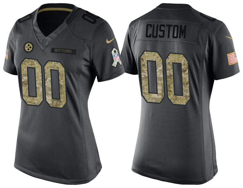 Women Pittsburgh Steelers Anthracite Camo 2016 Salute to Service Veterans Day Customized Jersey Women Pittsburgh Steelers Anthracite Camo 2016 Salute to Service Veterans Day Customized Jersey