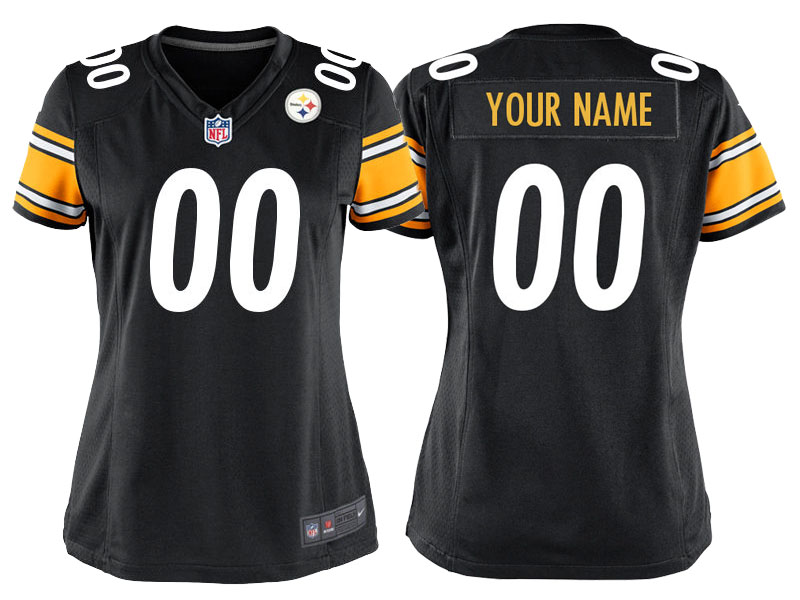 Women Pittsburgh Steelers Black Game Customized Jersey Women Pittsburgh Steelers Black Game Customized Jersey