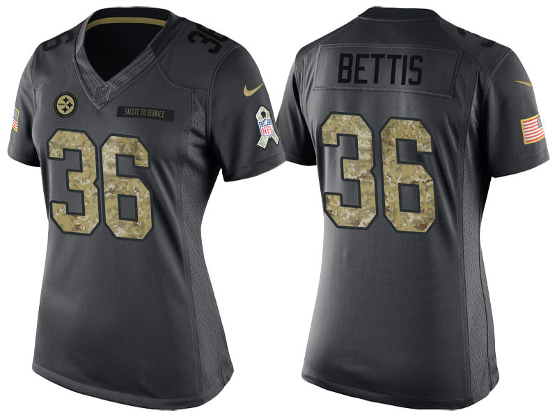 Women Pittsburgh Steelers #36 Jerome Bettis Anthracite 2016 Salute to Service Limited Jersey Women Pittsburgh Steelers #36 Jerome Bettis Anthracite 2016 Salute to Service Limited Jersey