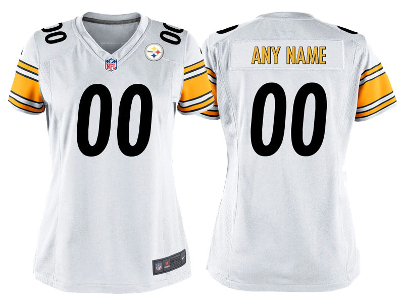 Women Pittsburgh Steelers White Game Customized Jersey Women Pittsburgh Steelers White Game Customized Jersey
