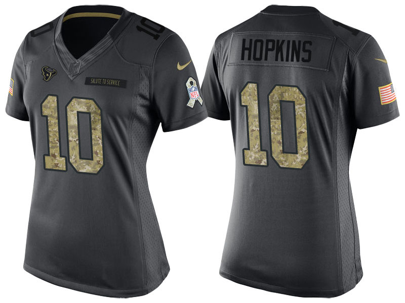 Women Houston Texans #10 DeAndre Hopkins Camo Anthracite 2016 Salute to Service Limited Jersey Women Houston Texans #10 DeAndre Hopkins Camo Anthracite 2016 Salute to Service Limited Jersey