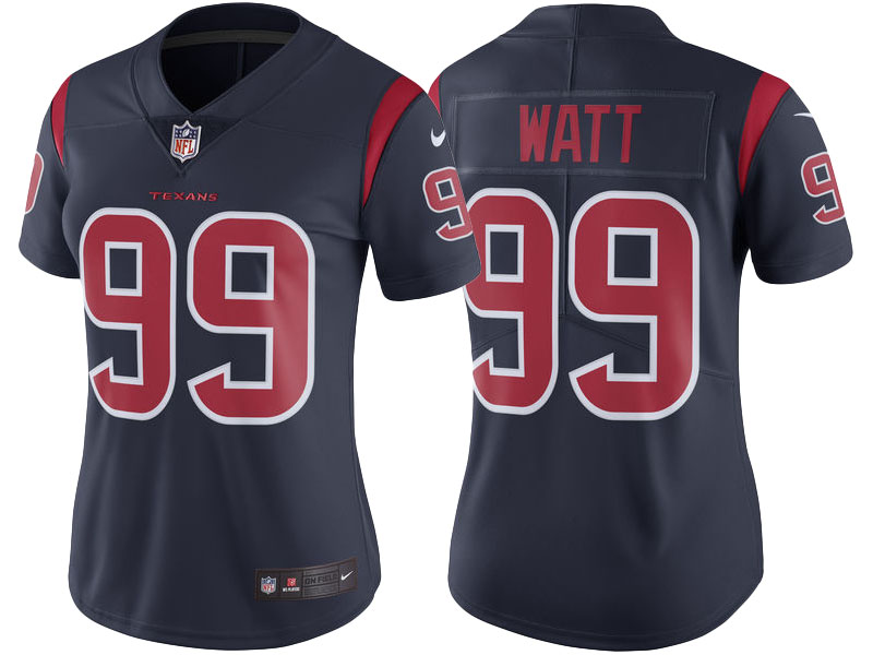 Women Houston Texans #99 J.J. Watt Navy Color Rush Limited Jersey