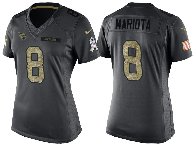 Women Tennessee Titans #8 Marcus Mariota Camo Anthracite 2016 Salute to Service Limited Jersey Women Tennessee Titans #8 Marcus Mariota Camo Anthracite 2016 Salute to Service Limited Jersey