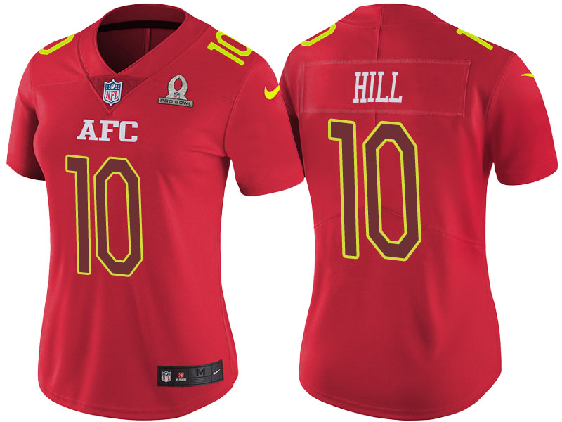 Women AFC 2017 Pro Bowl Kansas City Chiefs #10 Tyreek Hill Red Game Jersey