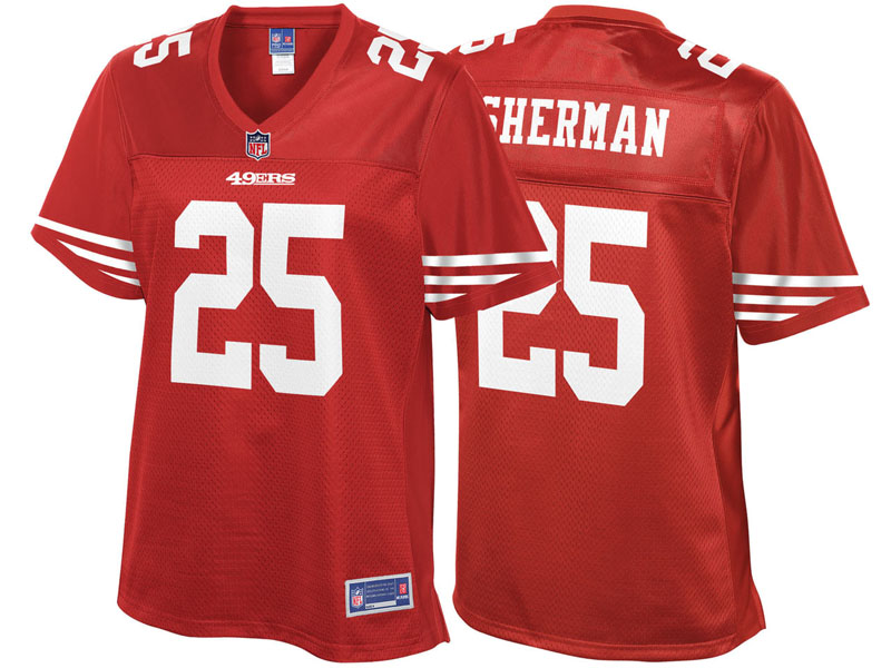 Women San Francisco 49ers #25 Richard Sherman Scarlet Pro Line Team Color Jersey Women San Francisco 49ers #25 Richard Sherman Scarlet Pro Line Team Color Jersey