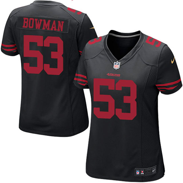 Women San Francisco 49ers #53 NaVorro Bowman Black Game Jersey Women San Francisco 49ers #53 NaVorro Bowman Black Game Jersey