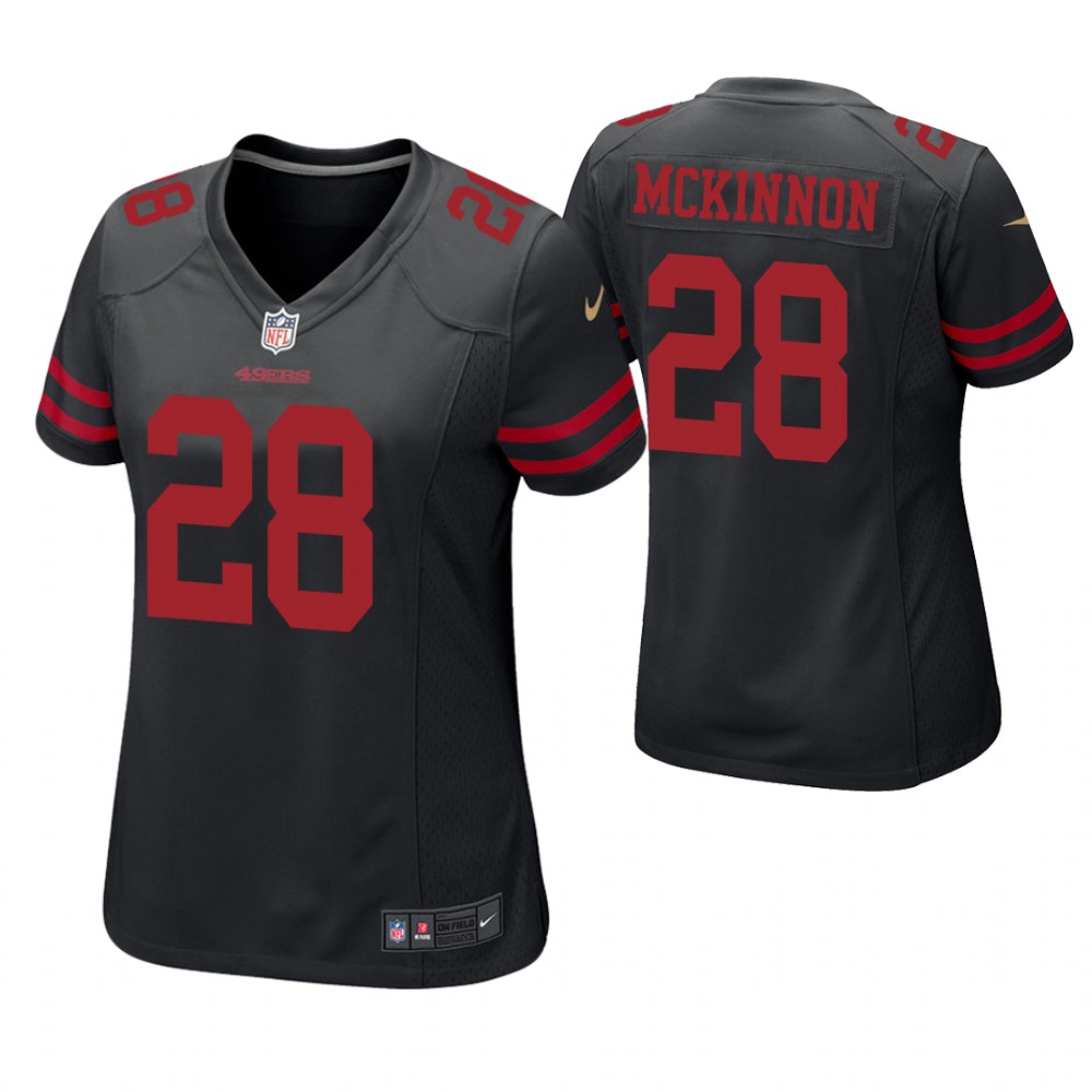 Women San Francisco 49ers #28 Jerick McKinnon Black Game Jersey