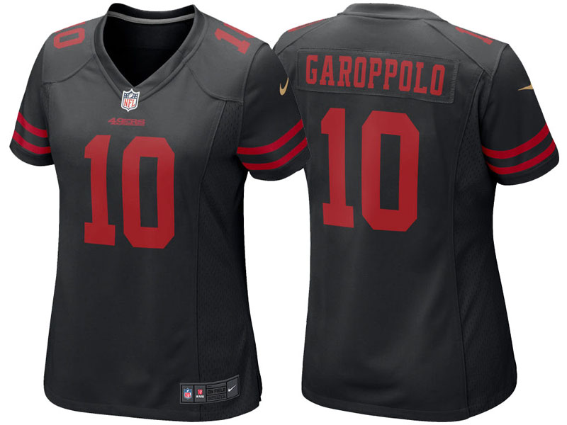 Women San Francisco 49ers #10 Jimmy Garoppolo Black Game Jersey Women San Francisco 49ers #10 Jimmy Garoppolo Black Game Jersey