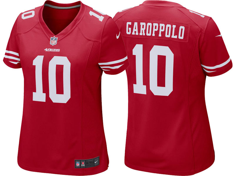 Women San Francisco 49ers #10 Jimmy Garoppolo Scarlet Team Color Game Jersey Women San Francisco 49ers #10 Jimmy Garoppolo Scarlet Team Color Game Jersey