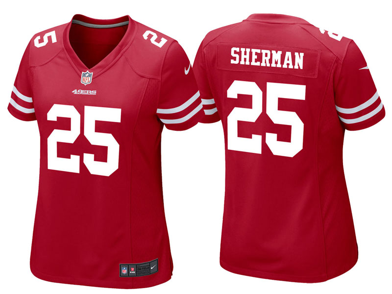 Women San Francisco 49ers #25 Richard Sherman Red Game Jersey Women San Francisco 49ers #25 Richard Sherman Red Game Jersey