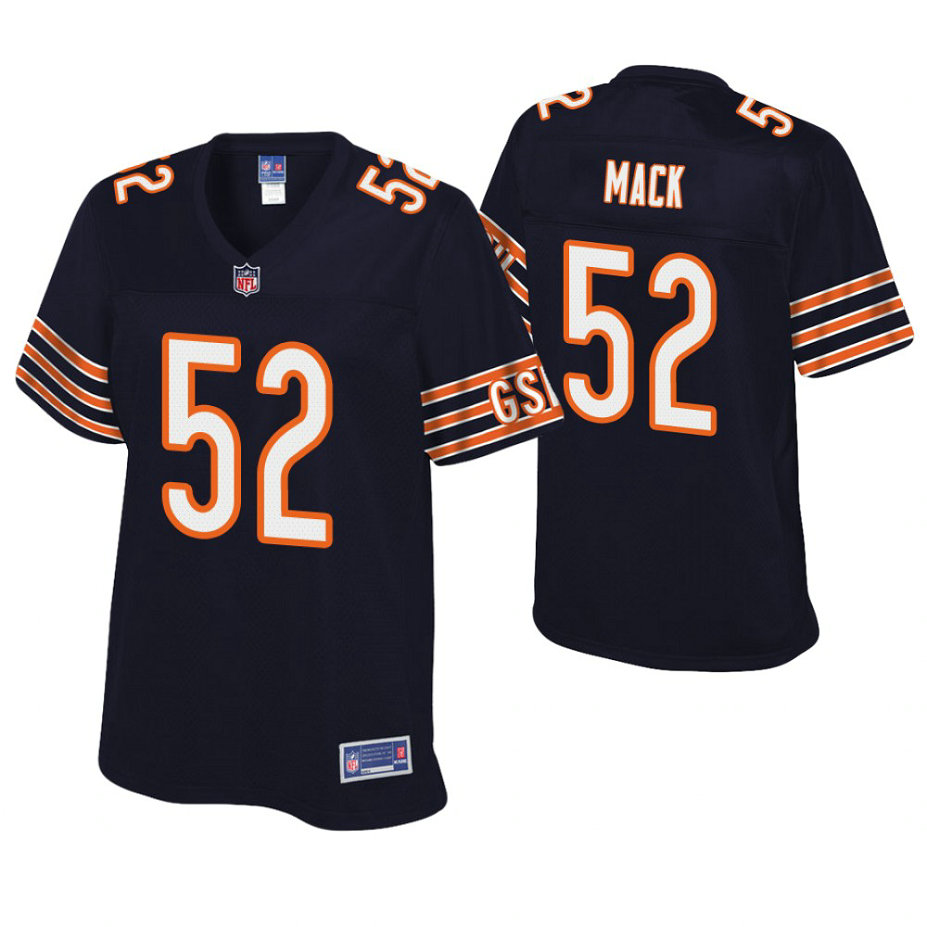 Women Chicago Bears #52 Khalil Mack Navy Player Pro Line Jersey