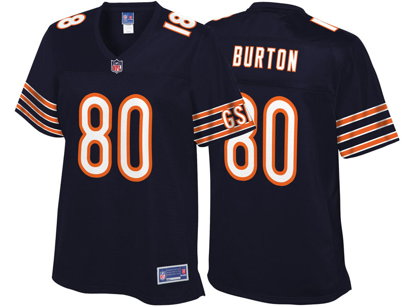 Women Chicago Bears #80 Trey Burton Navy Team Color Player Jersey