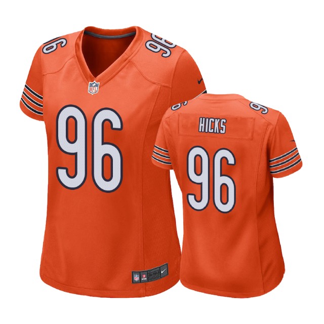 Women Chicago Bears #96 Akiem Hicks Orange Alternate Game Jersey Women Chicago Bears #96 Akiem Hicks Orange Alternate Game Jersey
