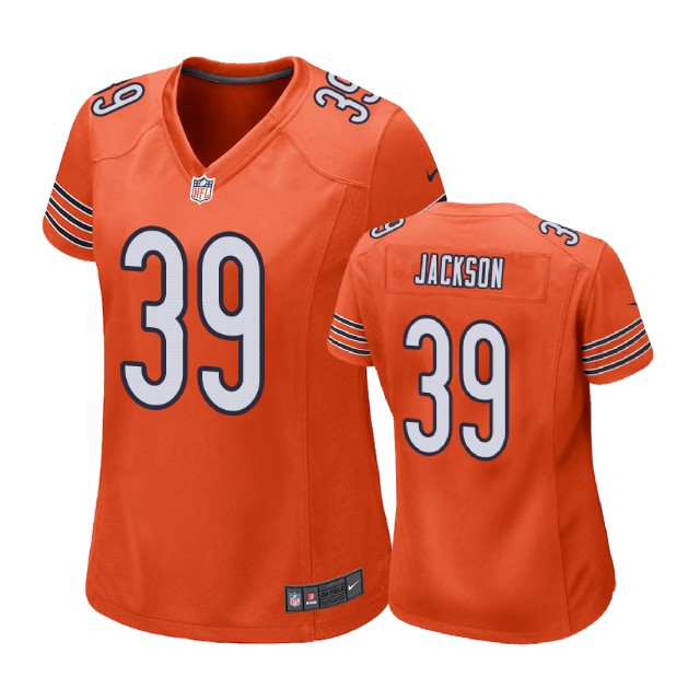 Women Chicago Bears #39 Eddie Jackson Orange Alternate Game Jersey