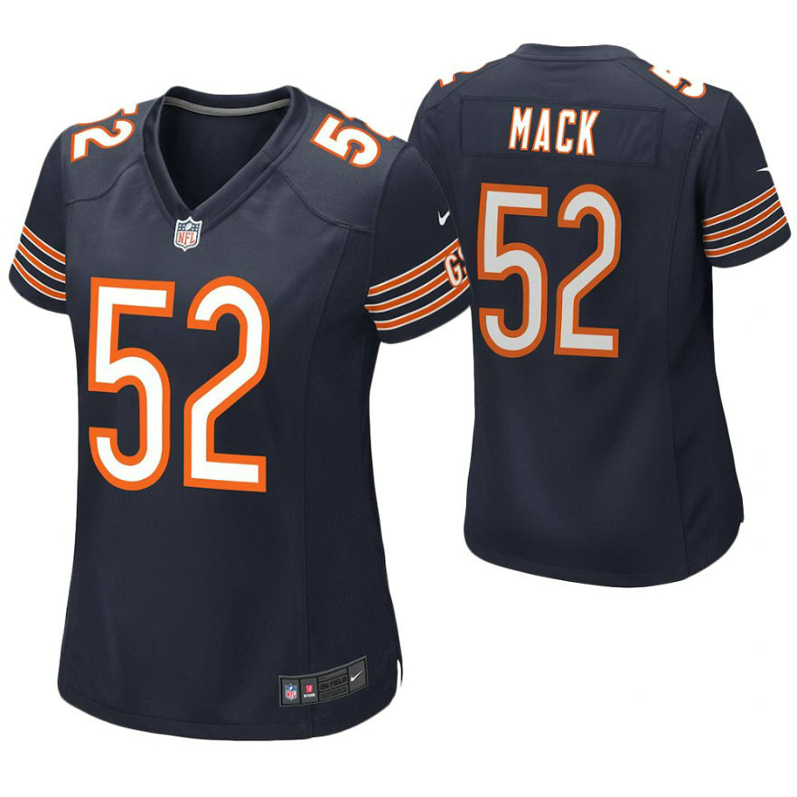 Women Chicago Bears #52 Khalil Mack Navy Game Jersey