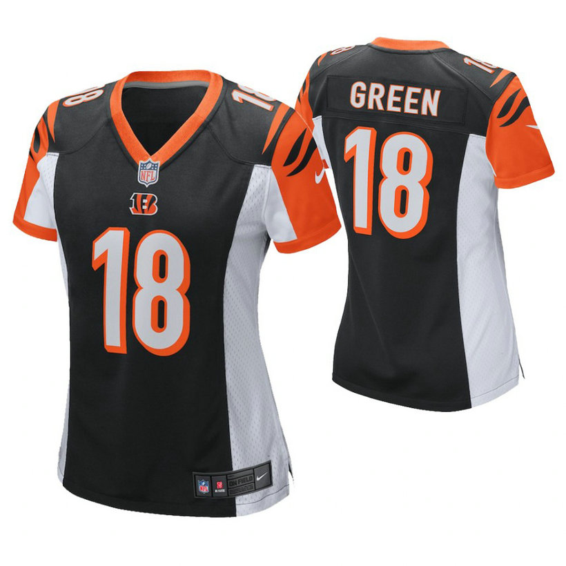 Women Cincinnati Bengals #18 A.J. Green Black Game Jersey With Super Bowl LVI Patch Women Cincinnati Bengals #18 A.J. Green Black Game Jersey With Super Bowl LVI Patch