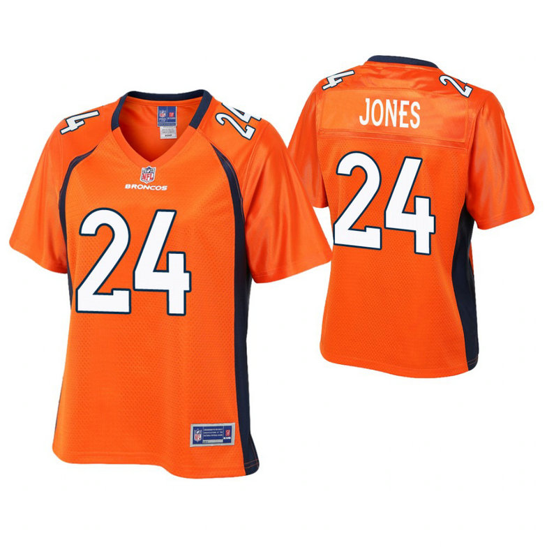 Women Denver Broncos #24 Adam Jones Orange Player Pro Line Jersey Women Denver Broncos #24 Adam Jones Orange Player Pro Line Jersey