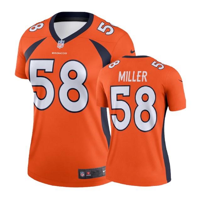 Women Denver Broncos #58 Von Miller Orange Legend Jersey Women Denver Broncos #58 Von Miller Orange Legend Jersey