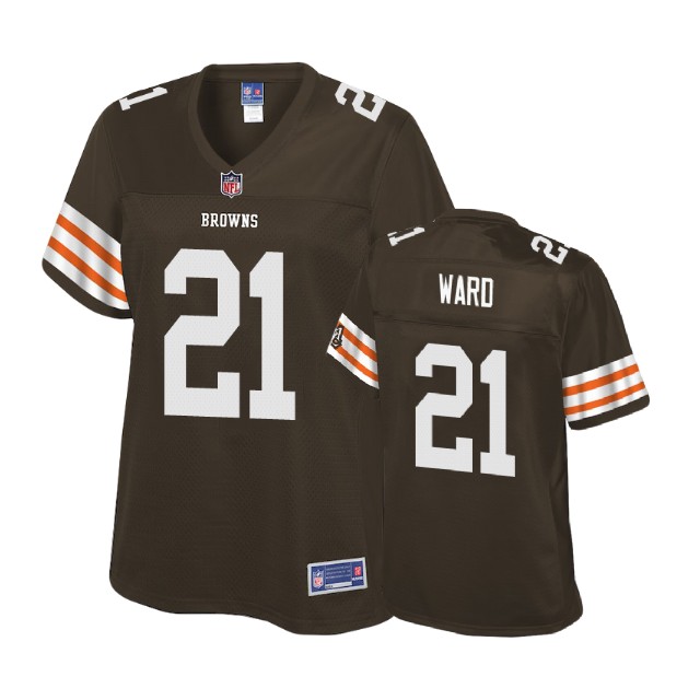 Women Cleveland Browns #21 Denzel Ward Brown Player Historic Logo Jersey Women Cleveland Browns #21 Denzel Ward Brown Player Historic Logo Jersey