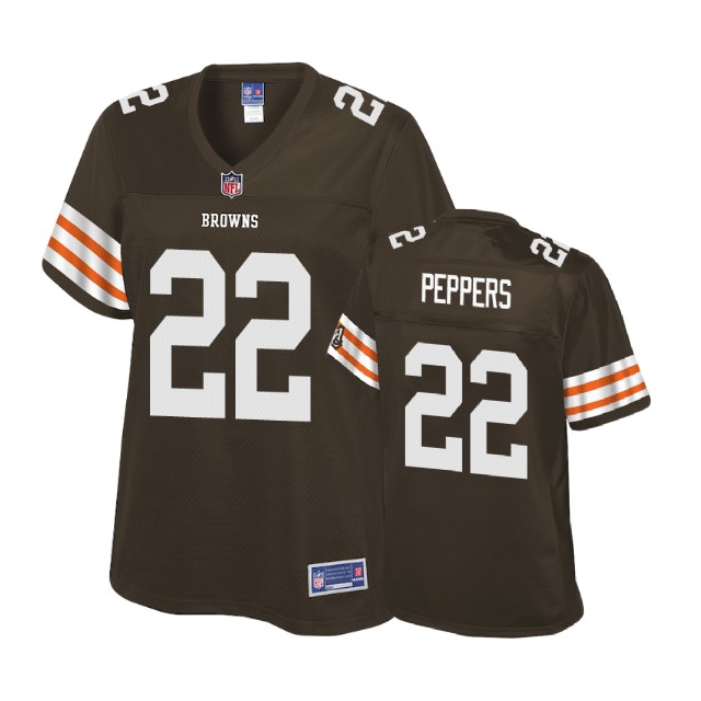 Women Cleveland Browns #22 Jabrill Peppers Brown Player Historic Logo Jersey