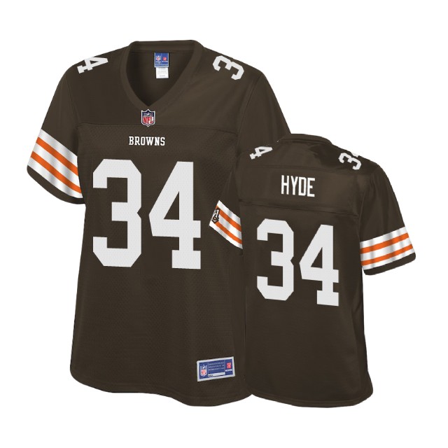 Women Cleveland Browns #34 Carlos Hyde Brown Player Historic Logo Jersey Women Cleveland Browns #34 Carlos Hyde Brown Player Historic Logo Jersey