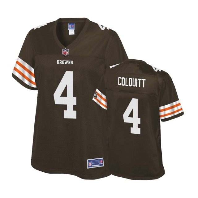 Women Cleveland Browns #4 Britton Colquitt Brown Player Historic Logo Jersey