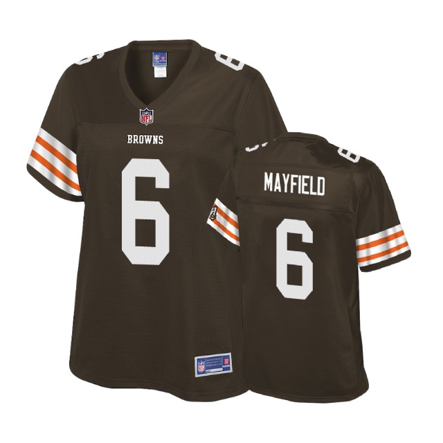 Women Cleveland Browns #6 Baker Mayfield Brown Player Historic Logo Jersey
