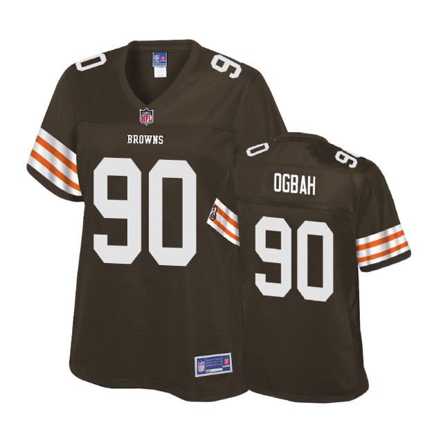 Women Cleveland Browns #90 Emmanuel Ogbah Brown Player Historic Logo Jersey Women Cleveland Browns #90 Emmanuel Ogbah Brown Player Historic Logo Jersey