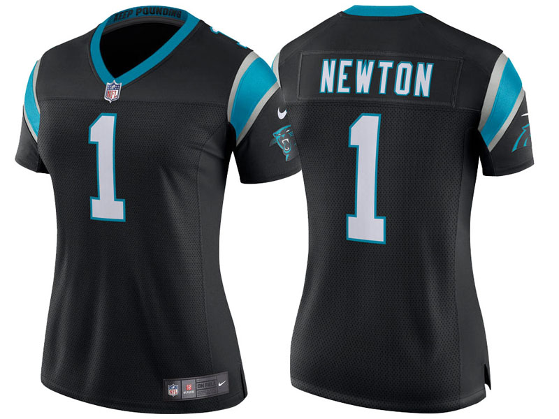 Women Carolina Panthers #1 Cam Newton Black Classic Limited Player Jersey