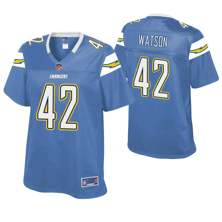 Women Los Angeles Chargers #42 Terrell Watson Powder Blue Player Pro Line Jersey