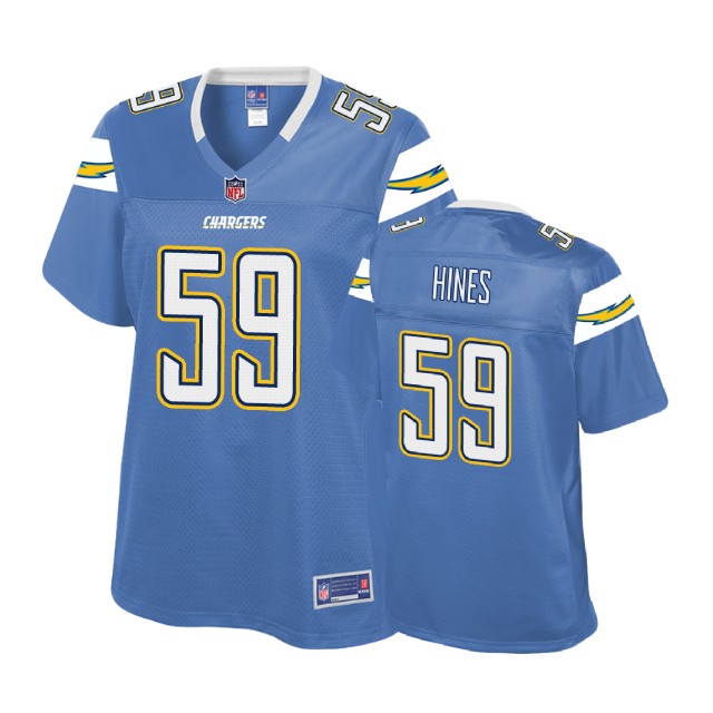 Women Los Angeles Chargers #59 D'Juan Hines Powder Blue Pro Line Player Jersey