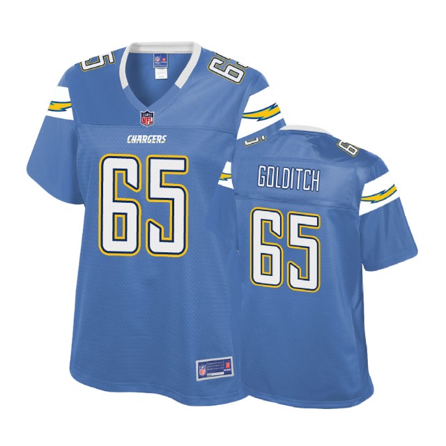 Women Los Angeles Chargers #65 Zach Golditch Powder Blue Pro Line Player Jersey