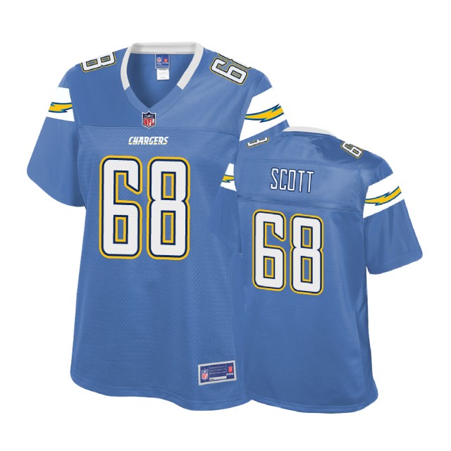 Women Los Angeles Chargers #68 Trent Scott Powder Blue Pro Line Player Jersey