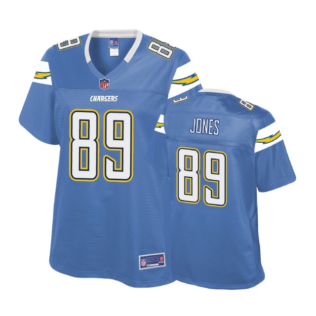 Women Los Angeles Chargers #89 JJ Jones Powder Blue Pro Line Player Jersey