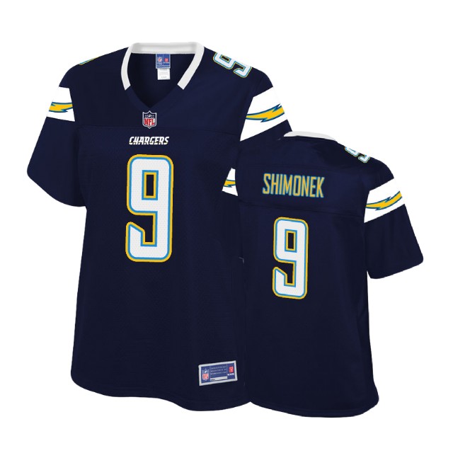 Women Los Angeles Chargers #9 Nic Shimonek Navy Player Pro Line Jersey