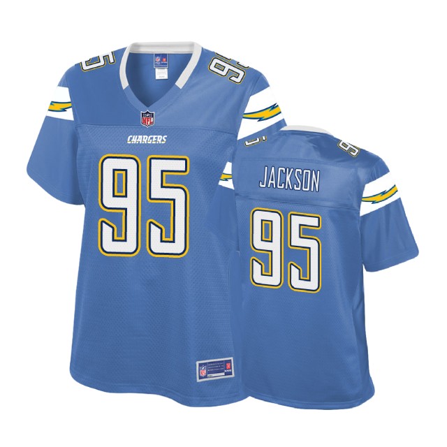 Women Los Angeles Chargers #95 Bijhon Jackson Powder Blue Pro Line Player Jersey