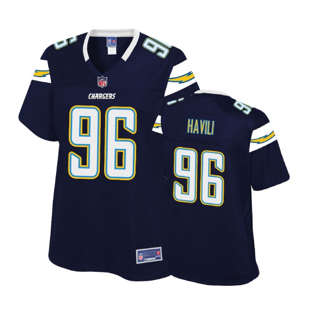 Women Los Angeles Chargers #96 Albert Havili Navy Player Pro Line Jersey