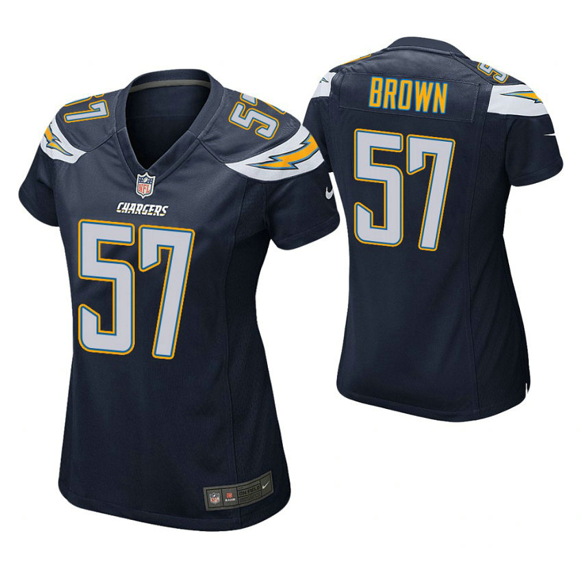 Women Los Angeles Chargers #57 Jatavis Brown Navy Game Jersey