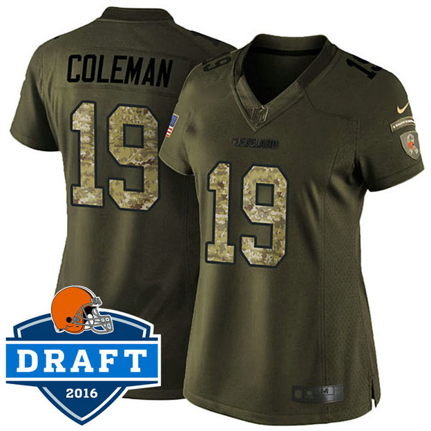Women Cleveland Browns #19 Corey Coleman Green Salute To Service Jersey Women Cleveland Browns #19 Corey Coleman Green Salute To Service Jersey