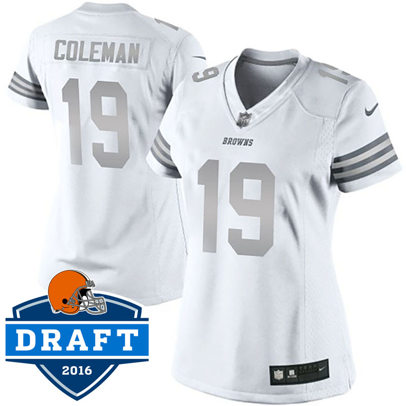 Women Cleveland Browns #19 Corey Coleman White Platinum Limited Jersey Women Cleveland Browns #19 Corey Coleman White Platinum Limited Jersey
